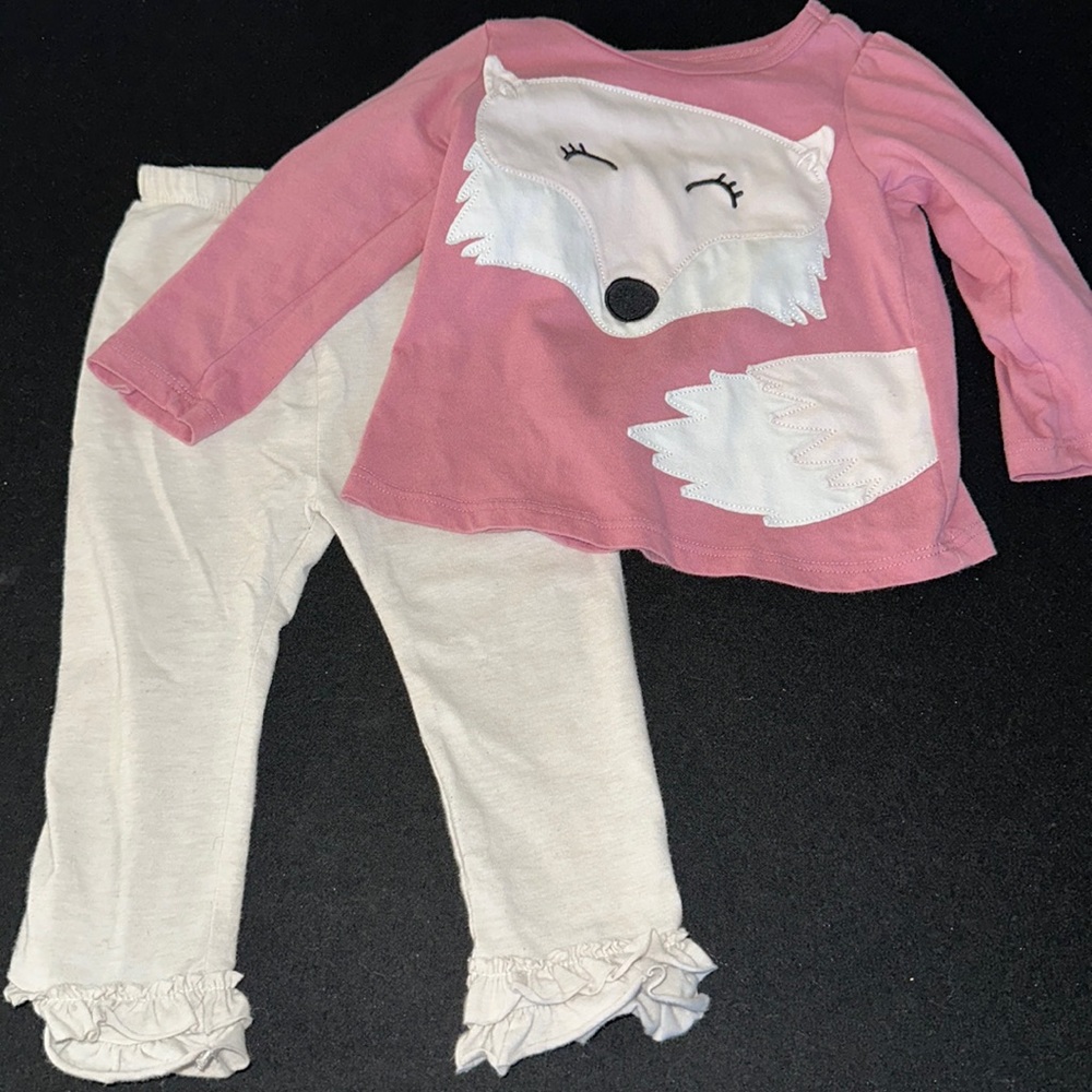 First Impressions Fox Shirt & Ruffle leggings set